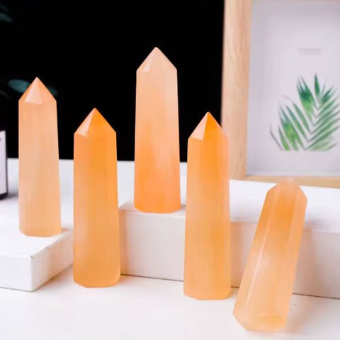 Peach Selenite Tower