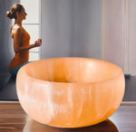 Orange healing crystal selenite bowl