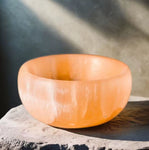 Orange healing crystal selenite bowl