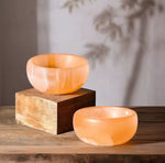 Orange healing crystal selenite bowl