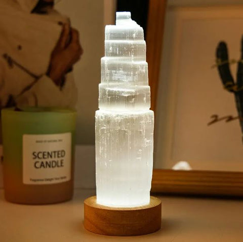 Small selenite bedroom lamp