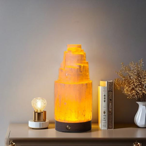 Orange Selenite Lamp