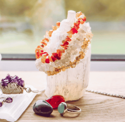 Selenite tower for bracelets